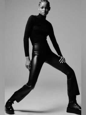 Zara High Rise Wide Leg Faux Leather Pants